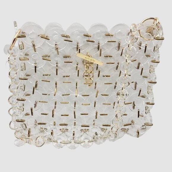 NEW Cult Gaia Jasmin Acrylic Shoulder Bag - Clear/Gold Tone - Picture 13 of 14